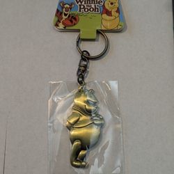 Disney Winnie the Pooh Brass Pewter Key Ring brand new