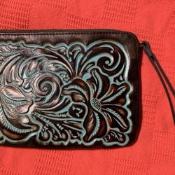 Patricia Nash Leather Cassini Two Tone Wristlet