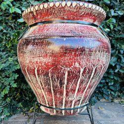 Large Trumpet Pot Planter with Stand