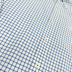 Southern Tide Men's Classic Fit White Blue Check Button Down Shirt 100% Cotton L