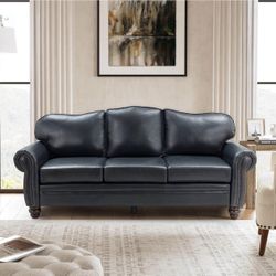 Classic 3-Seater Sofa with Premium Leather Upholstery, Stylish & Comfortable Sofa for Living Room or Office, Easy to Maintain & Long-Las