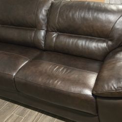 ASHLEY Coffee Brown Soffa Leather