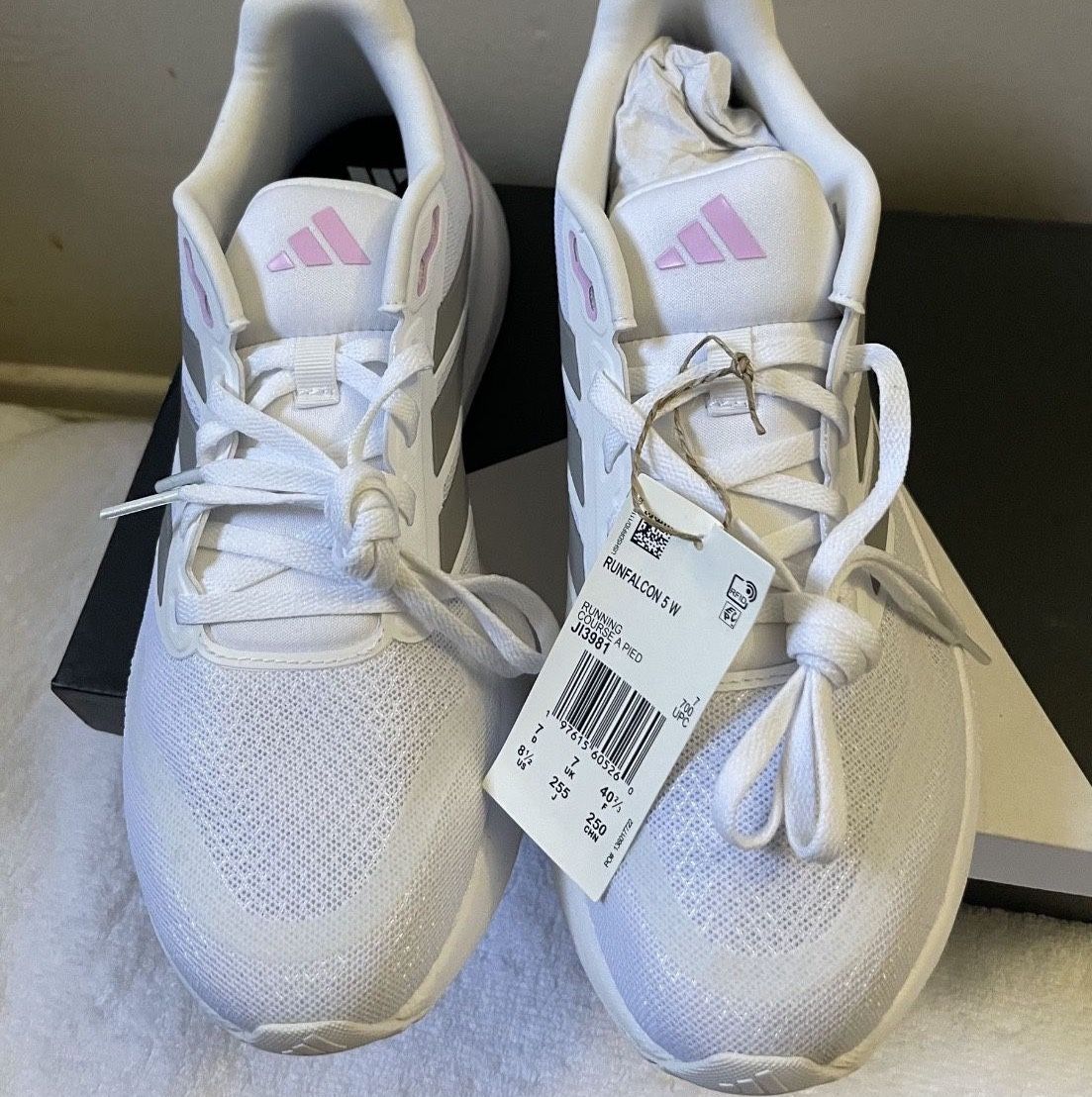 Adidas Duramo SL 2 women's running shoes, white and pink, size 8.5