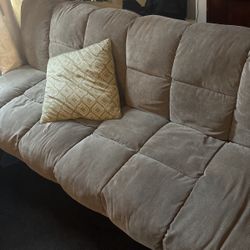 Beige Futon Sofa Couch Bed 