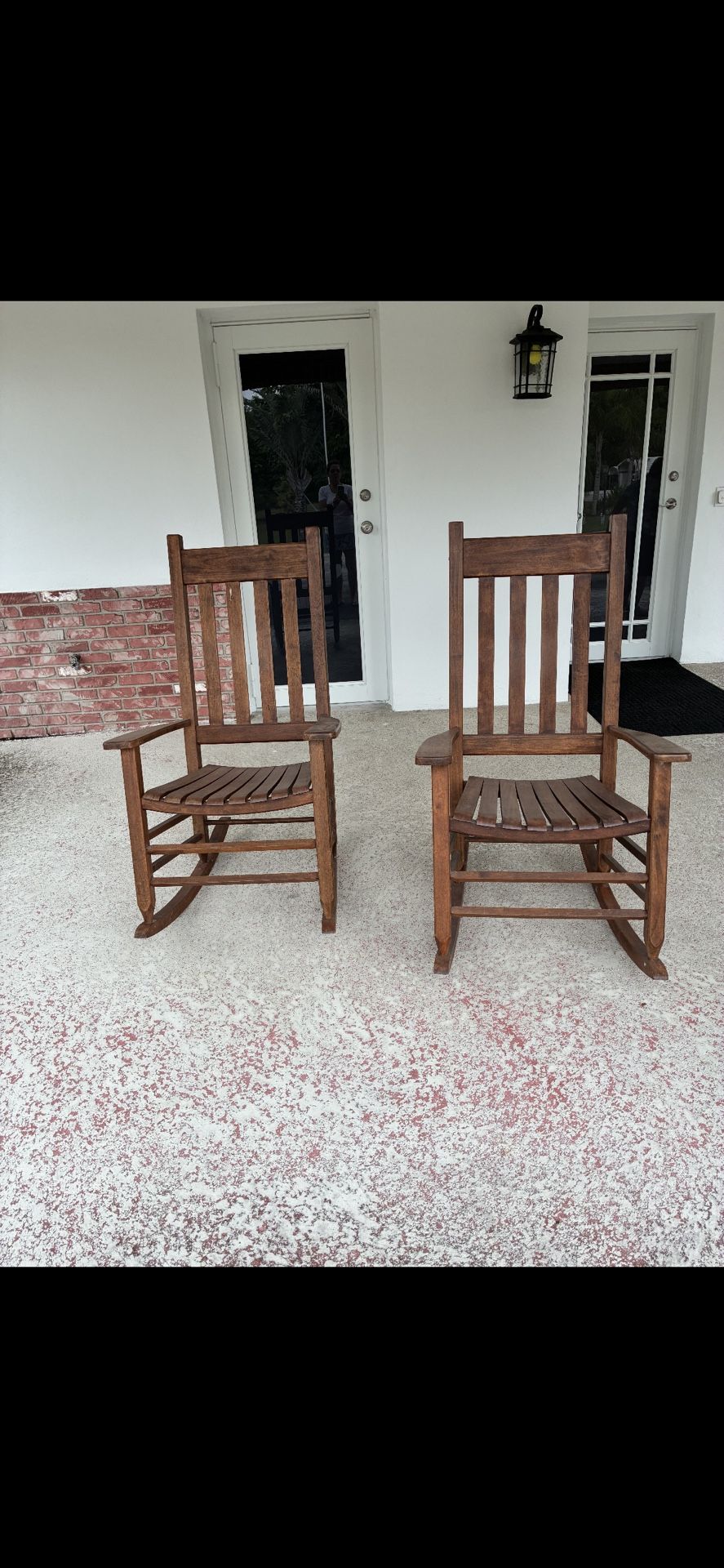 2 Solid  Wood Brown Large Rocking Chairs