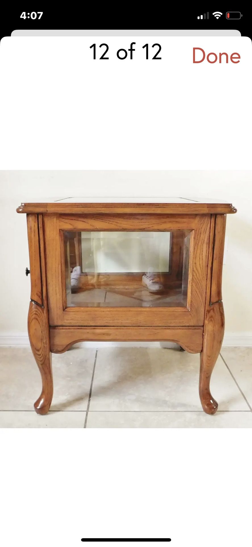 Vintage Solid Oak Wood Display Cabinet Side/end Accent Try TryAccent Try Tank We WeTank We