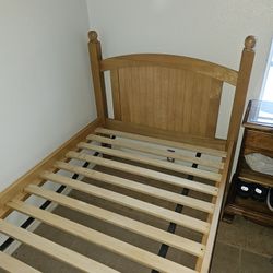 Solid Wood Bed Frame With Side Rack Size Twin You Don't Need Box Spring 