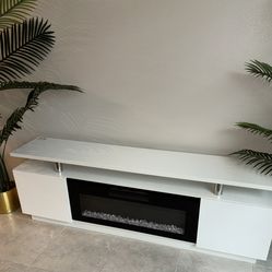 Modern White Electric Fireplace TV Stand