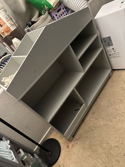 Gray Low Bookcase Storage Shelf Unit