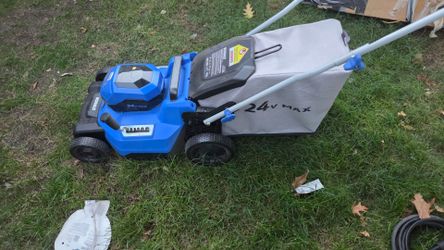 Kobalt 24-Volt 16-Inch Cordless Push Lawn Mower (Model KPM 1624A-03 / KPM 1624B-03).