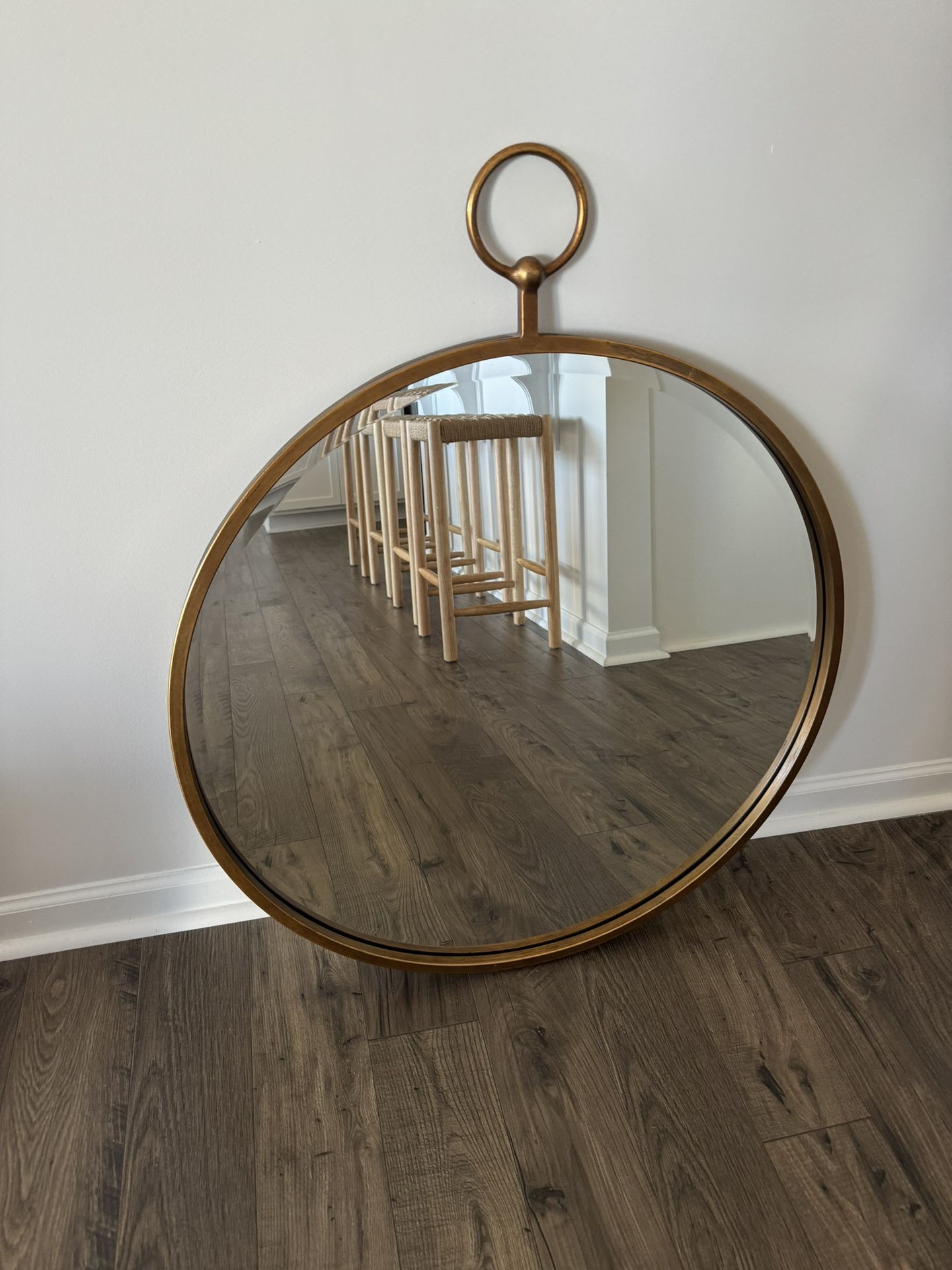 Wall Mirror, Round Antique Gold