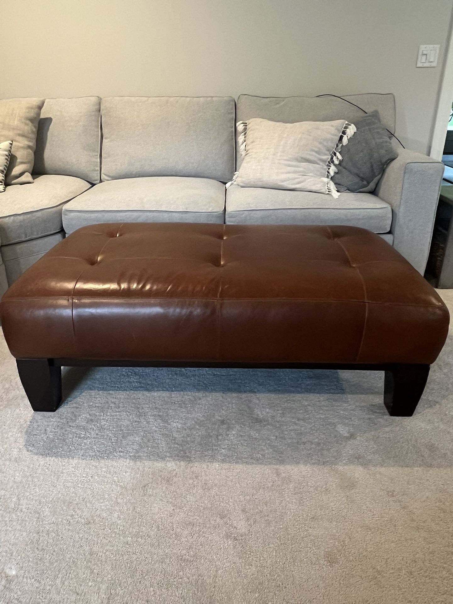 Pottery Barn Espresso Leather Ottoman