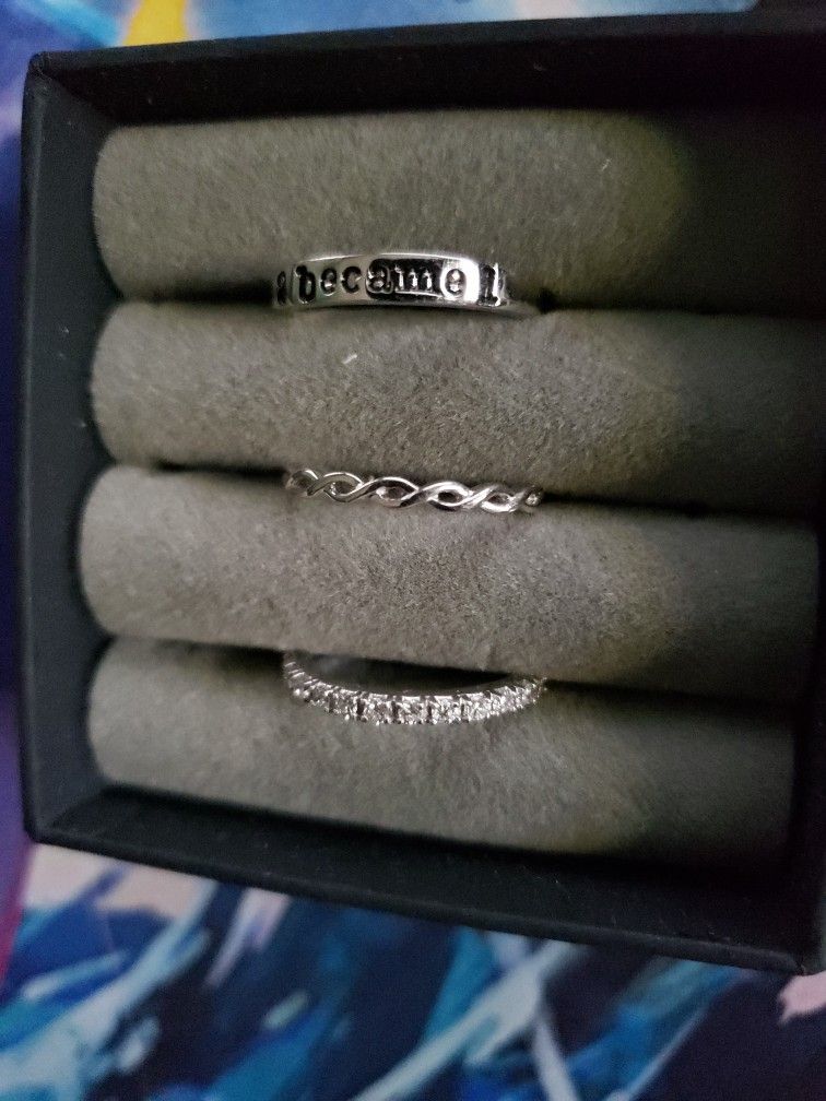 3 Stack Wedding Band Engraved "2 Became 1" 