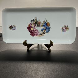 Bareuther Waldsassen Bavaria 1960s Courting Scene Appetizers Serving Dish Tray