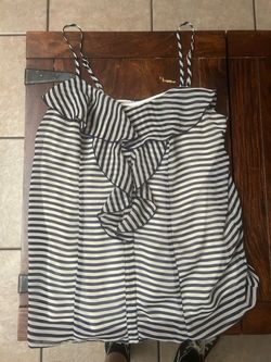 Xhilaration Navy and White striped Blouse