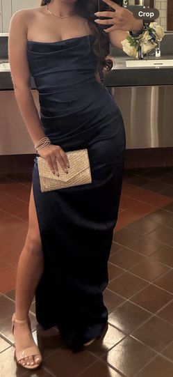 XS Windsor dark blue silk prom dress