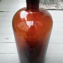 Vintage Half Gallon Amber Glass Apothecary Bottle Owens-Illinois Plant #14 BRIDGETON NJ 