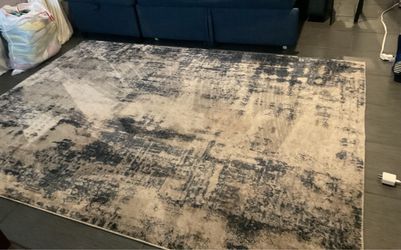 5x7 Non-slip Navy blue/beige Area Rug