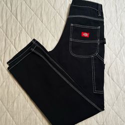 Dickies Y2K Women's Black High Rise Carpenter Pants size 26x29 Baggy Skate-Excellent Used Condition