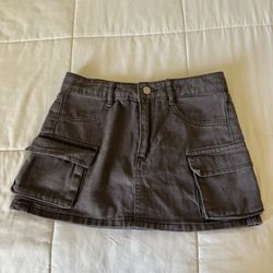Dark Gray Denim Skirt