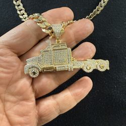 Ice Out Pave Setting 5A Stones Truck Pendant And Necklace 🔥