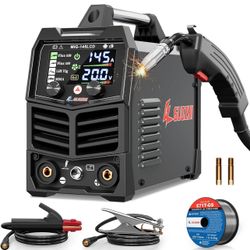 145A MIG Welder, 3 in 1 Welder FLUX MIG/Lift TIG/ARC Multi-Process Mig Welder, 110V Welding Machine, Flux Core Welder Welder Machine 110v with LCD Lar