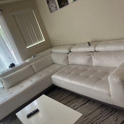 White Leather Couch 