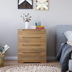 4 Drawer Dresser, Wood Chest of Drawers Modern Storage Cabinet Organizer Unit for Bedroom Living Room, Rustic Brown