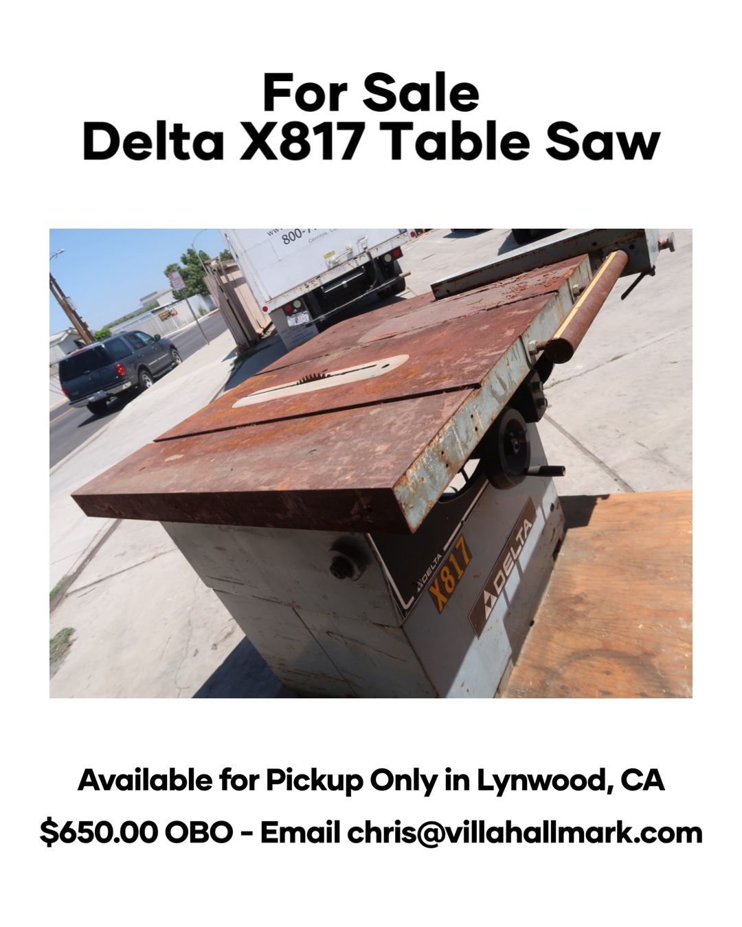 Delta X817 Tilting Arbor Table Saw Used