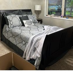 Queen Slay Bed, Very High End Solid Wood, Great Shape