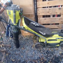 Ryobi Electric Lawnmower And Gas  Blower
