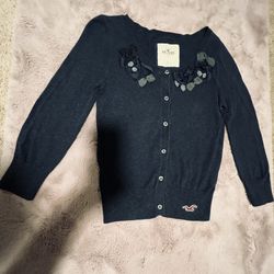 Hollister Navy Blue Flyaway Bows Cardigan 