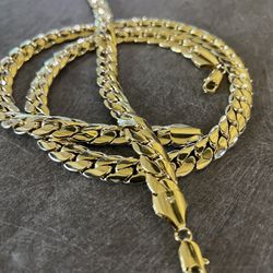 14k gold plated Cuban Links set necklace and bracelet