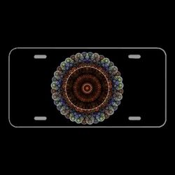 License Plate Novelty Car Front Fractal Mandala Circle Colorful