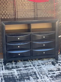 Passion furniture Marilla black with 2 upper storage & 6 drawers down