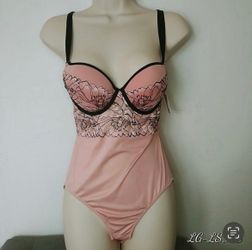 Pink Babydoll Lingerie Floral Lace Size Small New.   (N