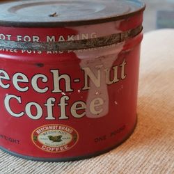 Old Vintage 1940s BEECH NUT KEYWIND COFFEE TIN 1 POUND CANAJOHARIE NEW YORK USA

