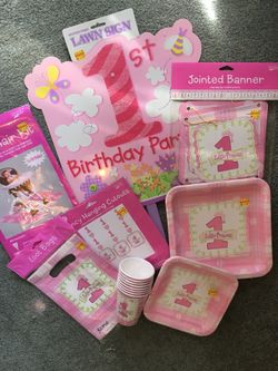 1st birthday party supply kit for a little princess - brand new