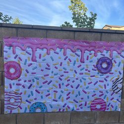 Sweet Donut Theme Party Backdrop for Girl 