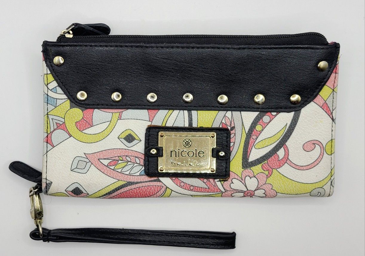 Nicole Miller Wristlet Wallet Clutch Floral Paisley