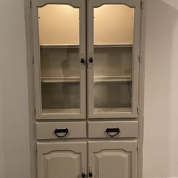 Solid Oak Refinished China Cabinet 