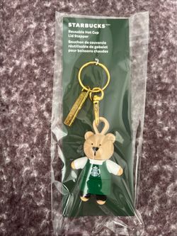 *Starbucks*NEW* Green Apron Keychain Bear and Barista Logo Accessory