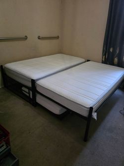 Complete Metal Twin Bunk Bed with Trundle + ALL 3 Mattresses