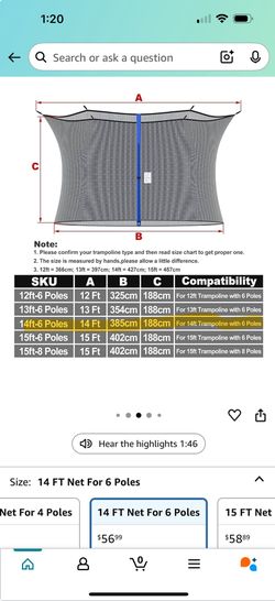 14ft Trampoline Safety Net