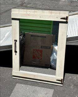 Gray wood mirror