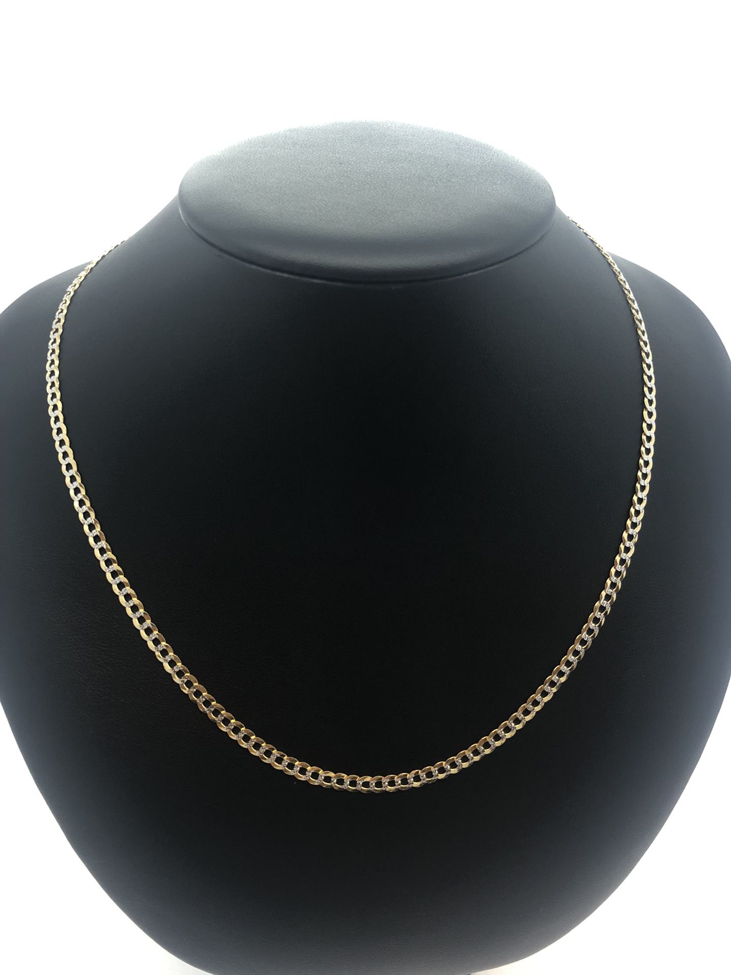 New 14K Solid Gold Two Tone Cuban Chain