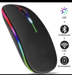 HOMEFISH PHONEPACE Dual Mode Wireless Mouse 2.4G Bluetooth Rechargeable Silent LED Backlit Optical Mice for PC Laptop