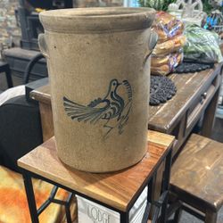 Antique Stoneware Rare Bird Crock
