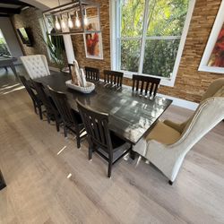 Solid Wood Dining Table And 10 Chairs