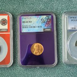 graded Lincoln 1 cent  1977-S , 1947-S  2025-D